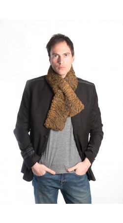 Golden karakul fur scarf - unisex